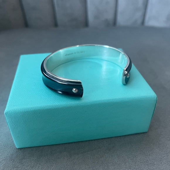 ❗️SOLD❗️Authentic Tiffany & Co. 1837 Midnight Titanium & Silver Cuff Bracelet - Picture 7 of 11